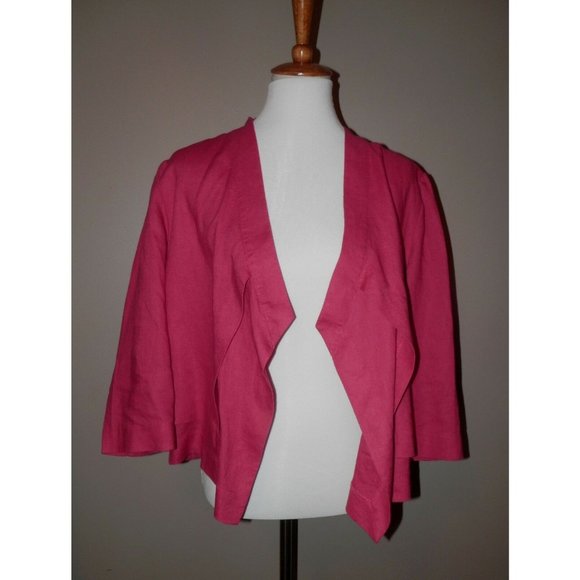 Jacket Large 2 Pink Fuchsia Open Linen Flyaway